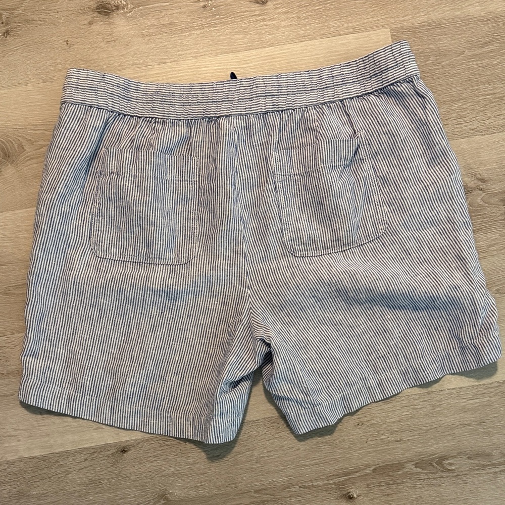 Talbots Blue and White Striped Drawstring Women’s Shorts Linen Sz2X - Picture 5 of 8